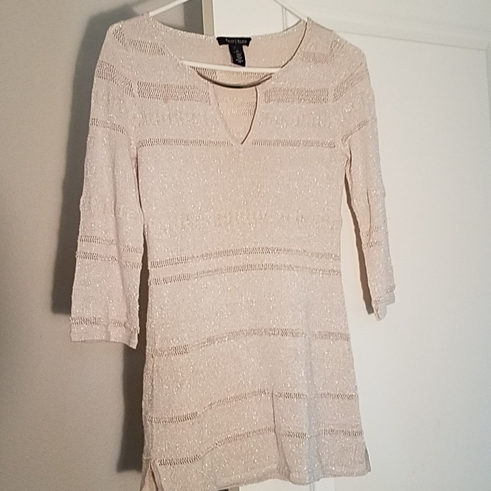 White House black market ivory top with l